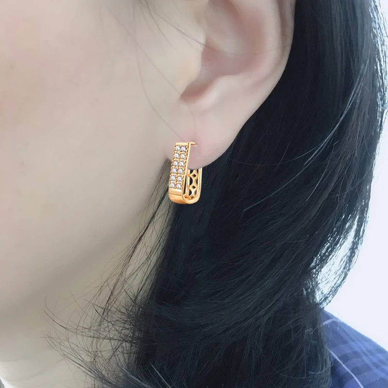 Женские u образные серьги гвоздики MAIKALE ажурные с фианитом модные ювелирные