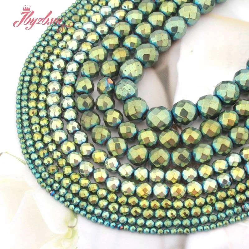 

Natural Green Hematite Faceted Round Beads Loose 2/3/4/6/8/10MM Stone Beads For DIY Necklace Bracelet Jewelry Making Strand 15"