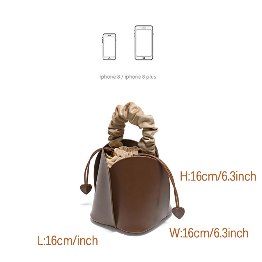 

Fashion Designer Cowhide Bucket Bags For Women Petal Leather Top Handle Bag Casual Corssbody Shoulder Bags Flower Ladies Handbag