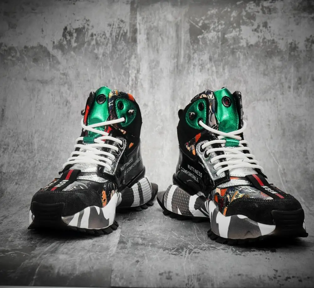 

2020 men's trendy leather high-top casual shoes