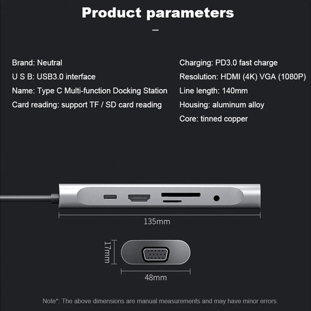 Многофункциональная док-станция 10 в 1 с разъемами типа C и HDMI USB3.0 хаб PD быстрая