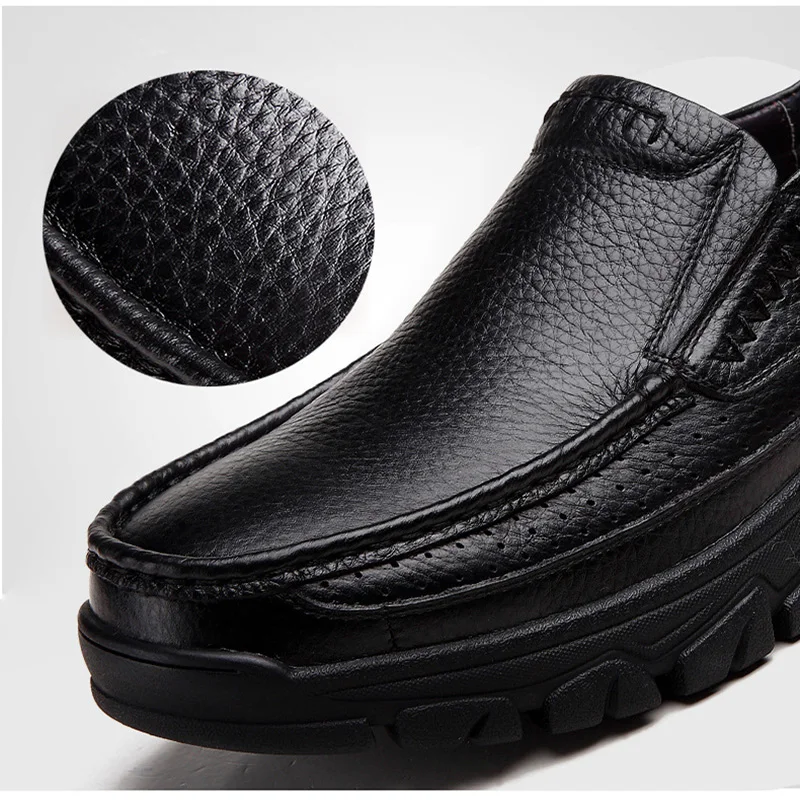 

Men's leather business casual shoes, black and brown soft leather loafers, dad shoes, easy to wear, new fashion in 2021