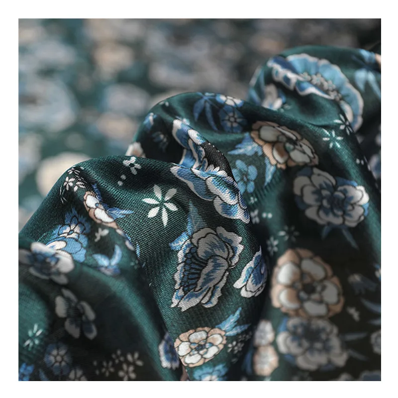 

100% Silk organza satin fabric cloth per meter 15mm 113 cm wide printed see-through clothing dress fabric wholesale silk cloth