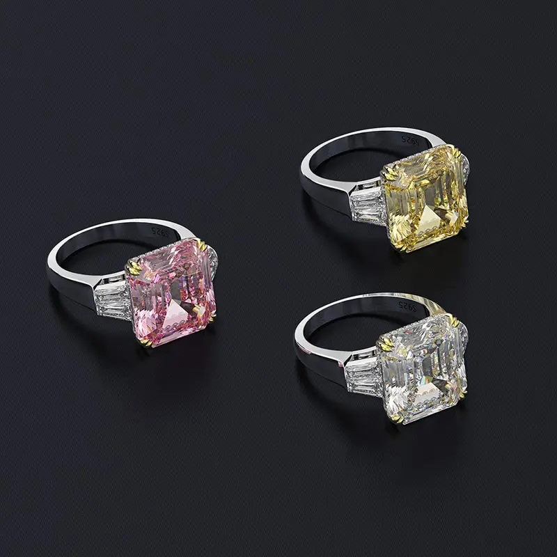 

Jazaz Fine100% 925 Sterling Silver Moissanite Sapphire Citrine Wedding Engagement Anniversary Cocktail Couple Ring Sz 4-12 B0731