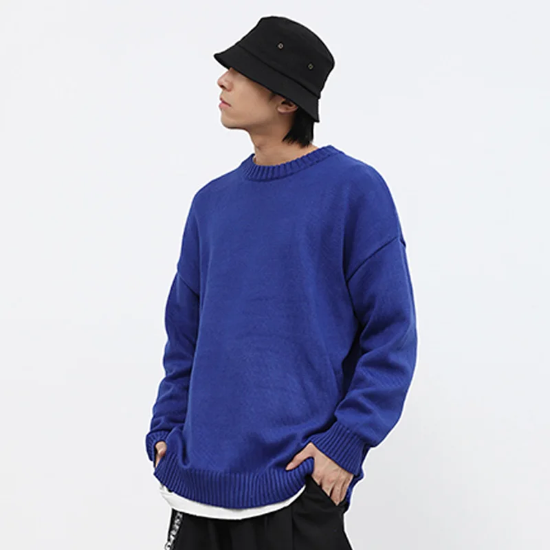 

Mens Multi Color Knit Sweater Streetwear HipHop 2020 AW Unisex Vintage Harajuku Loose Knitted Couple Pullover Tops 11-Color