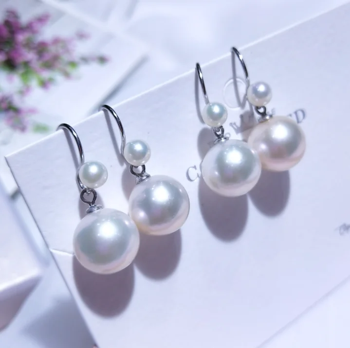 

pearl ear hooks 11-12mm natural freshwater pearl earrings