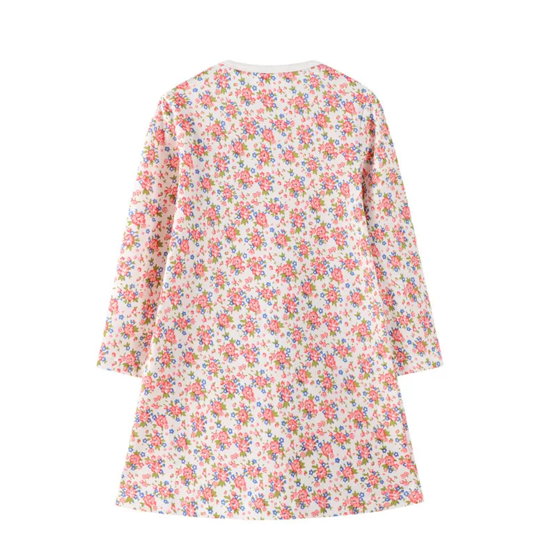 Детское Хлопковое платье с аппликацией прыжков длинным рукавом | Детская одежда