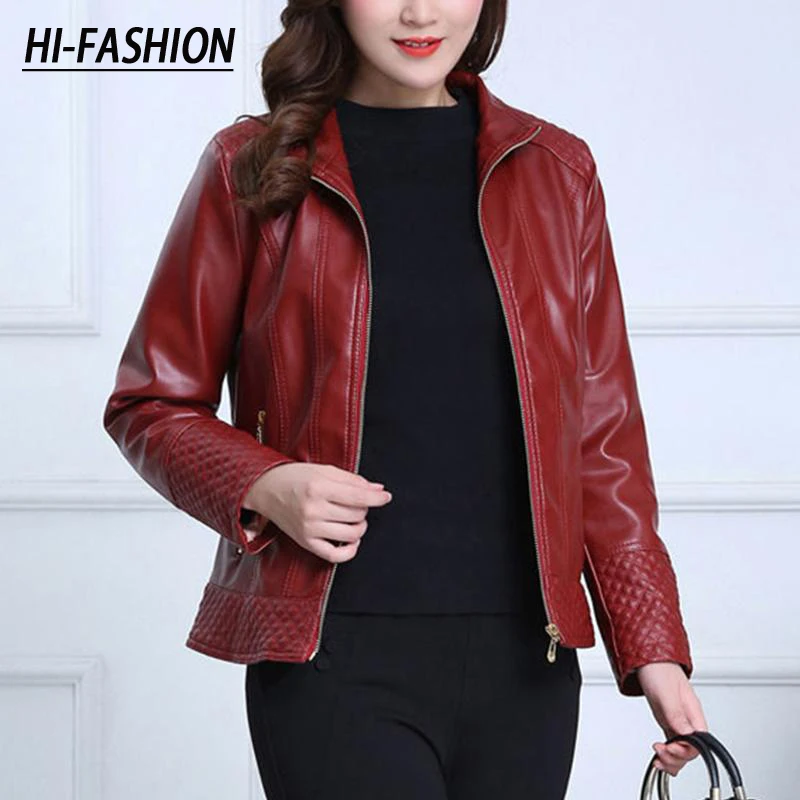 

Large Size 6Xl 2021 Spring and Autumn New Long Women's Leather Jacket Middle-Aged Mother Loaded Leather Coat Female Outerwear