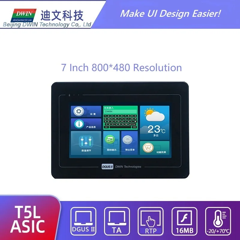 

DWIN TFT LCD Display 7 Inch HMI Touch Screen 800*480 Resolution UART Serial