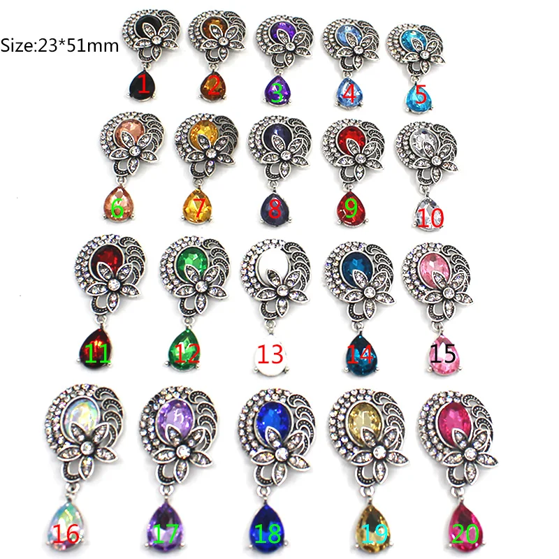 

10Pcs/lot 23*51mm Black base Crystal Rhinestone buttons Wedding Decoraation buttons for clothing Metal Button DIY Accessories