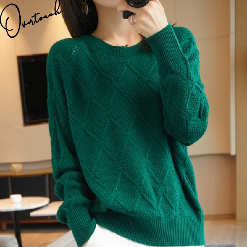 

Свитер женский осенне-зимний в клетку, свободного кроя