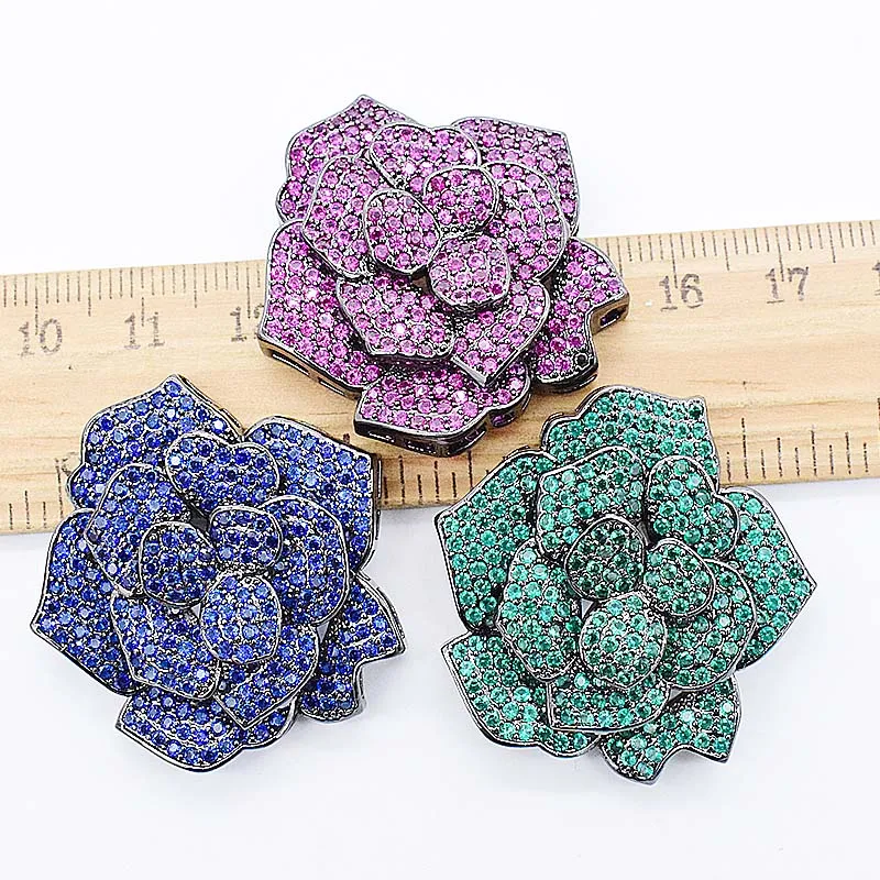 

High-grade zircon micro inlay rose buckle tassel pendant fashion long sweater chain link clasp
