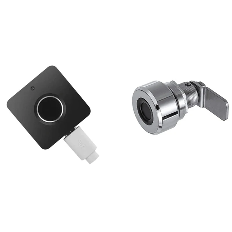 

2Pcs Intelligent Electronic Lock File Cabinet Lock Storage Cabinet Fingerprint Lock - Silver & White + Black