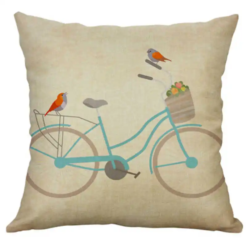 Винтажная наволочка с цветочным узором для велосипеда хлопок лен 45*45 см
