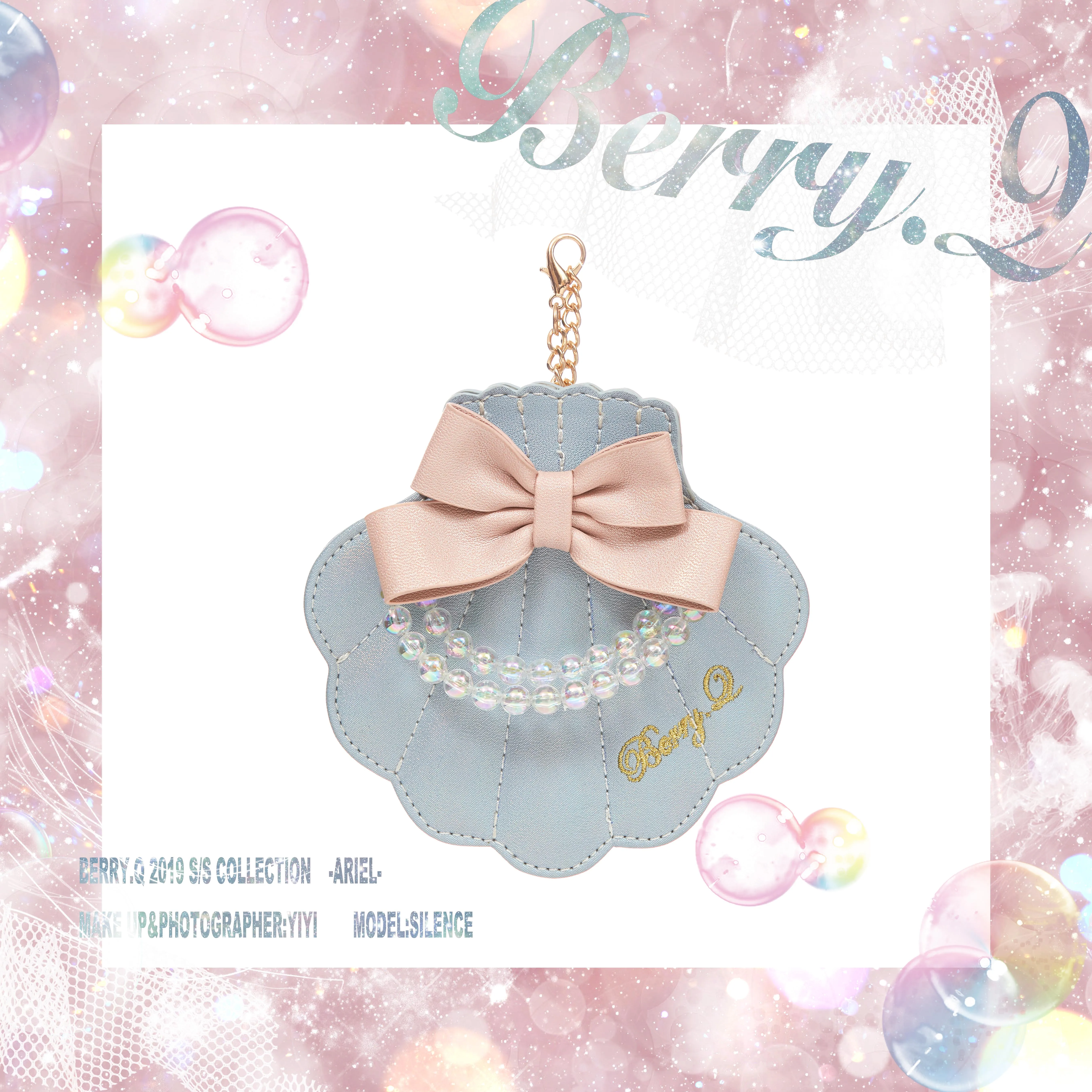 

Lolita cute fairy soft sister laser pearl bowknot Keychain sweet lolita fashion Pendant Cardbag kawaii girl loli gothic lolita