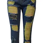 Брюки джинсовые женские, на пуговицах, рваные, летние, 2021