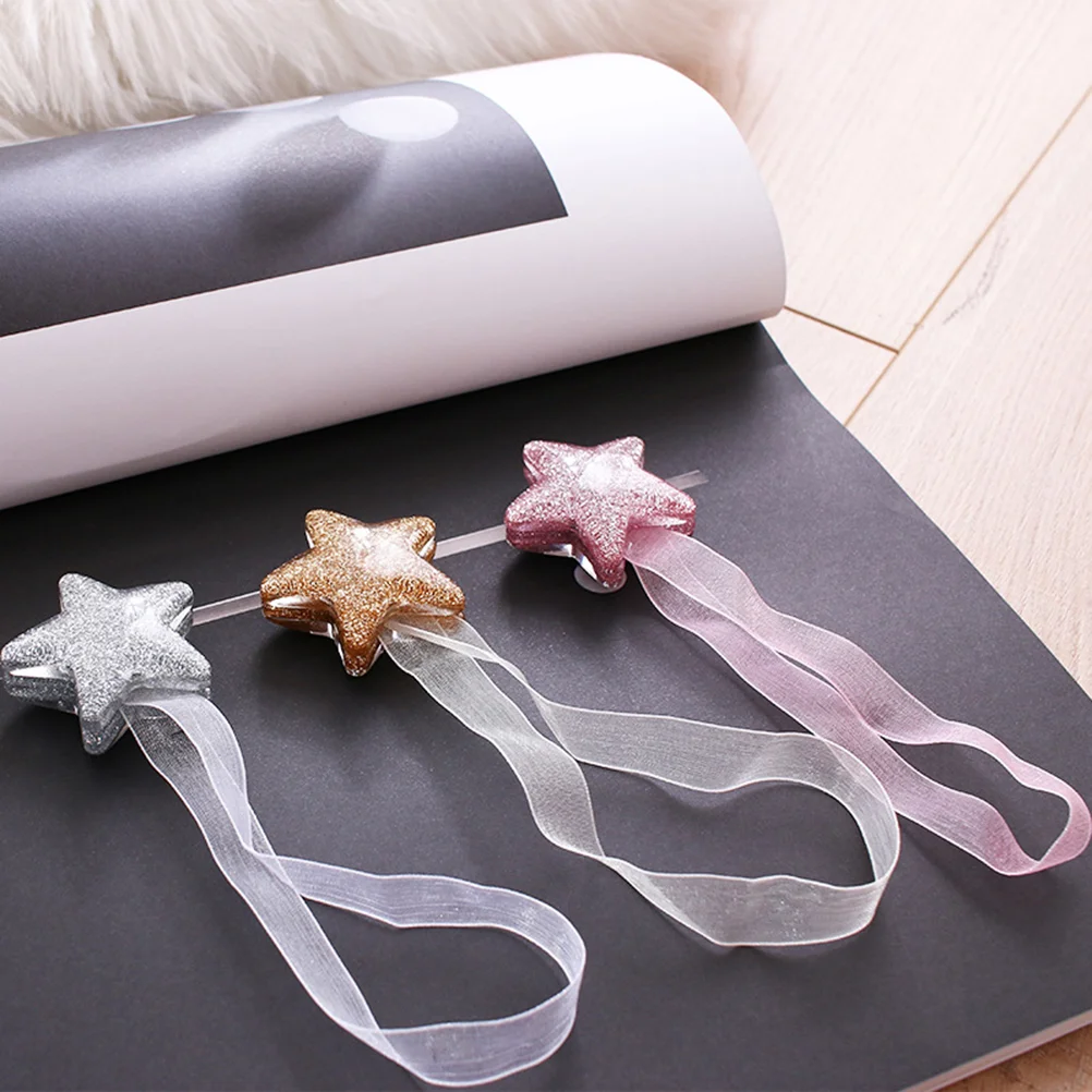 2pcs Magnetic Curtain Fastener Star Shaped Curtain Tiebacks Curtain Binding Band for Home Shop (Silver)