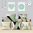 Геометрическая искусственная Подушка, украшение желтого цвета, Современная Бирюзовая зеленая декоративная подушка, винтажные наволочки