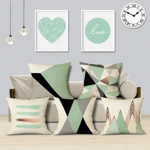 Геометрическая искусственная Подушка, украшение желтого цвета, Современная Бирюзовая зеленая декоративная подушка, винтажные наволочки