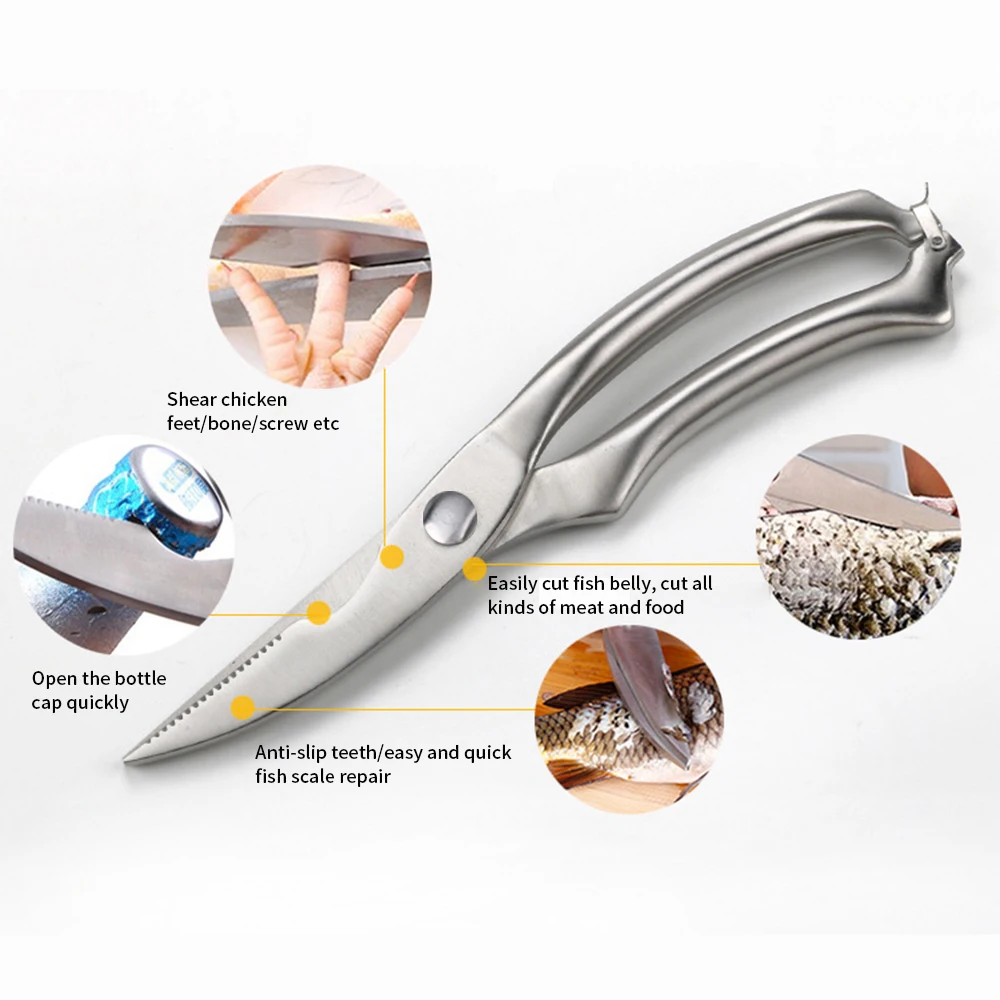 Новые технические кухонные ножницы из нержавеющей стали для птицы рыбы курицы