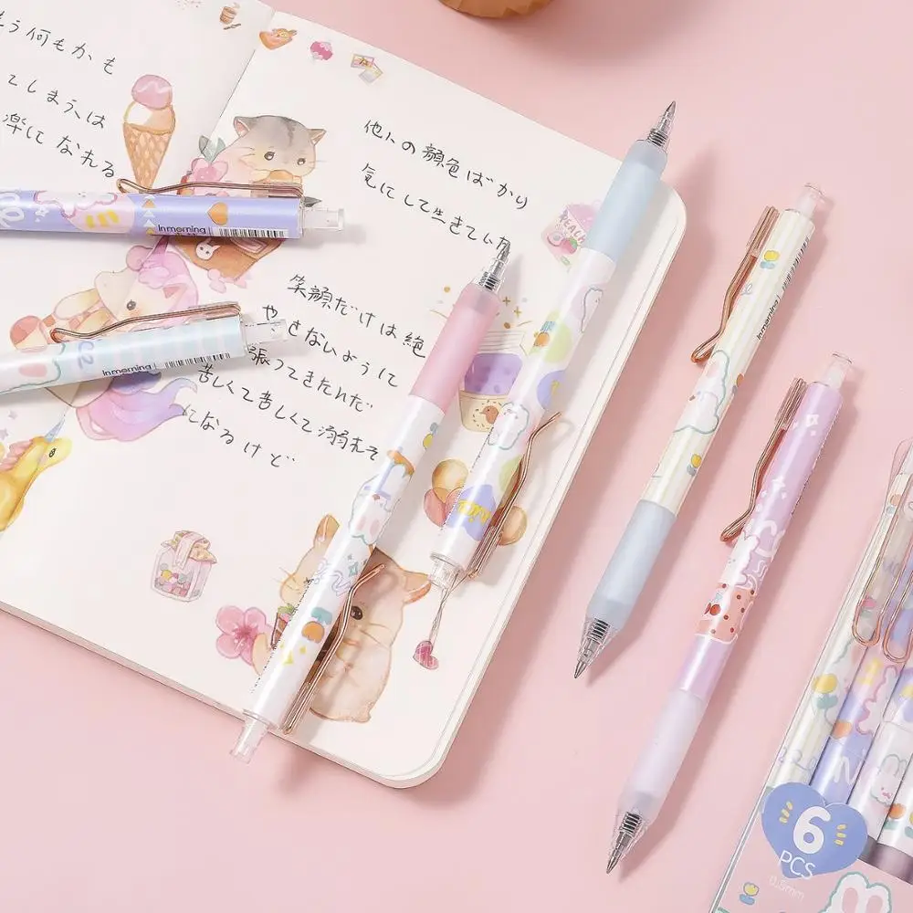 

New Arrival 1PC Kawaii Cute Rabbit Press Type Black Ink Gel Pen Graffiti Writing Pens Kids Gift School Stationery kawaii