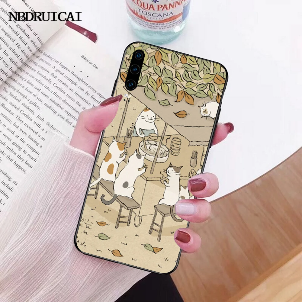 NBDRUICAI японский кошачий напиток ТПУ Мягкий силиконовый чехол для телефона Huawei Honor