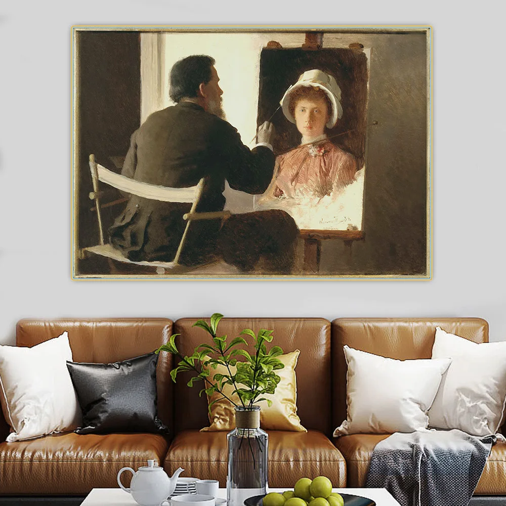 

Citon Ivan Kramskoi《Painting a Portrait of his Daughter》Canvas Art Oil Painting Artwork Picture Background Decor Home Decoration