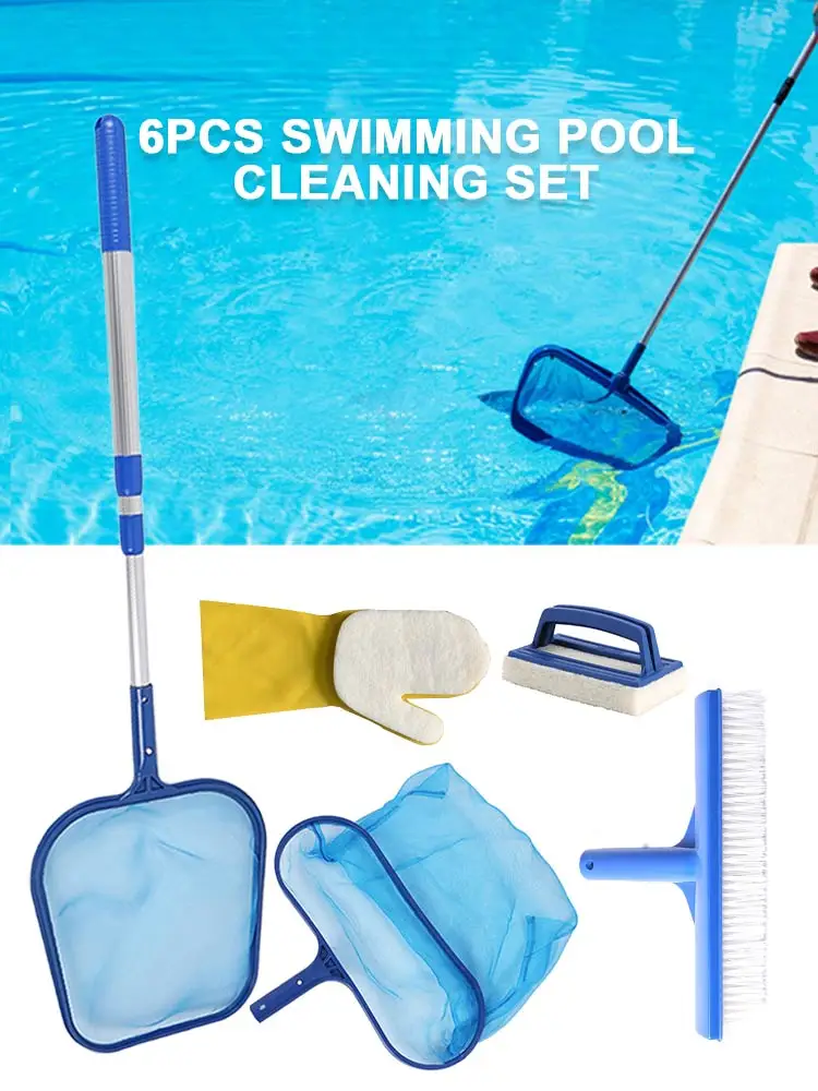 

6PCS Swimming Pool Cleaning Fish Pond Shallow Water Deep Water 120cm Telescopic Aluminum Pole 3 Section Fishing Net latest