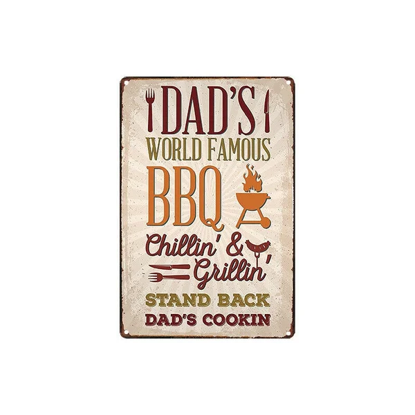

Metal Tin Sign Dad s World Famous BBQ for Bar Pub Home Vintage Retro Poster