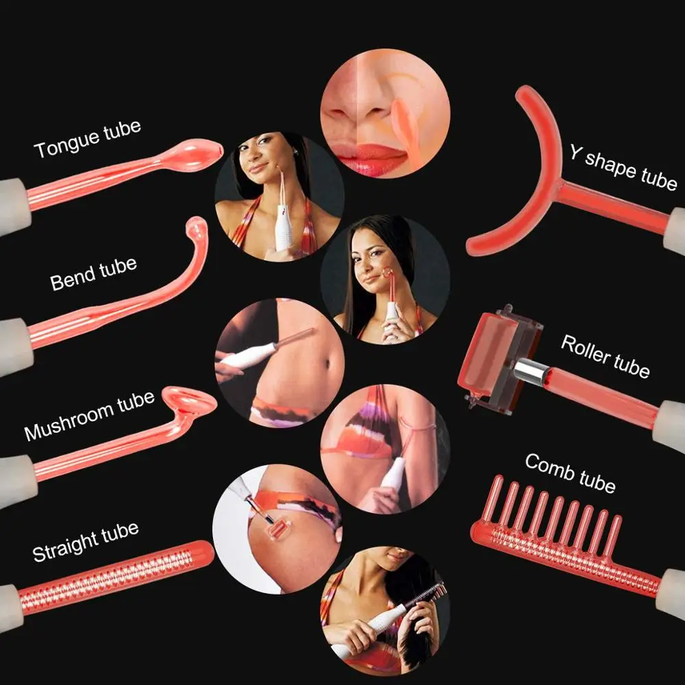 Портативный Высокочастотный электрод 7 в 1 для удаления пятен и акне массажер