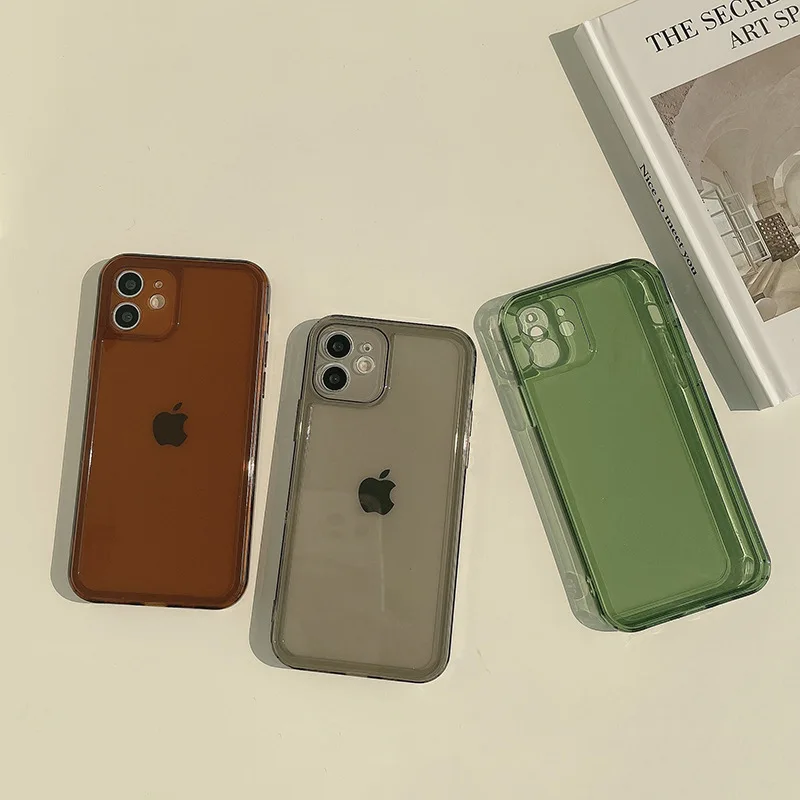 retro colorful brown green black trasparent phone case for iphone 13 12 11 pro max xr x xs max 8 7plus se clear soft tpu cover free global shipping