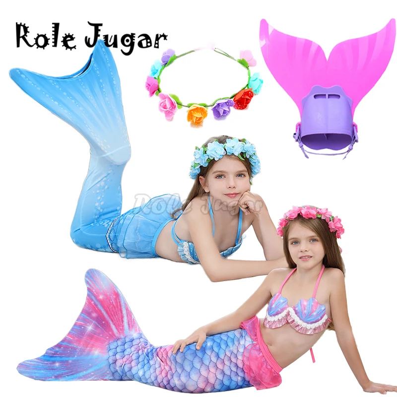 

Новое поступление радуга розовый купальник с хвостом Русалочки с плавник для детей; Праздничное платье для девочки; Костюм Русалки Косплэй ...