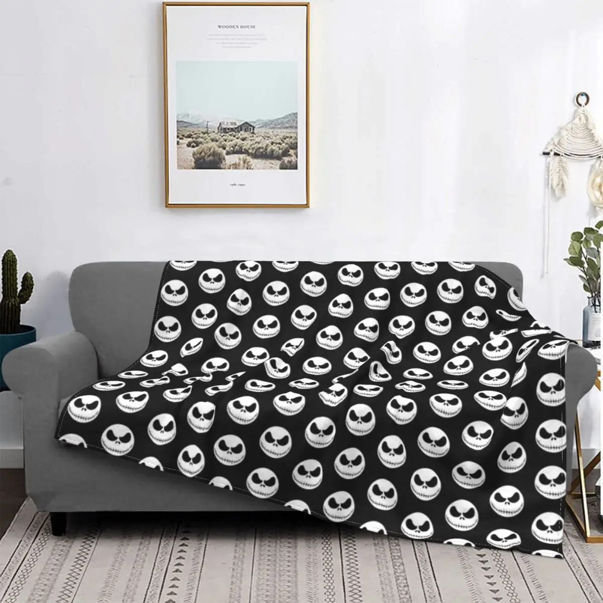 

Manta de pesadilla de Navidad, colcha de cama a cuadros, toalla de playa, manta de lana a cuadros y fundas