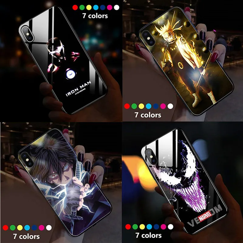 Call Flash Luminescent Naruto Sasuke Case for iPhone 6 s 7 8plus xs max xr x 11 pro Book Glass Cover Coque Etui Carcasa |