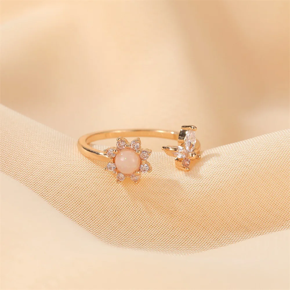 2021 New Gemstone Sun Flower Ring Butterfly Adjustable Ring Elegant Fine Jewelry for Women Romantic Party Bijoux Kids Jewelry