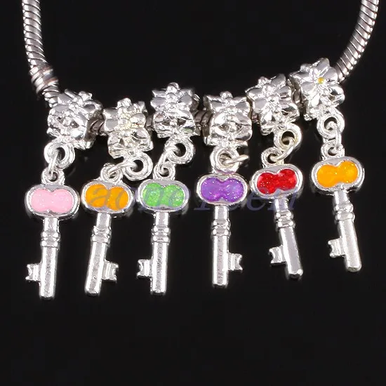 

Enamel Key Shaped Dripping Oil Spacer Loose Beads Hanging Bead Charms For Jewelry Making DIY Necklace Accessories