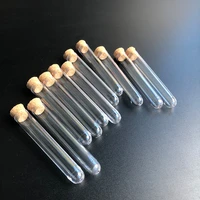 100pcs 12x75mm lab clear plastic test tubes with corks stoppers wedding favor gift tube laboratory school