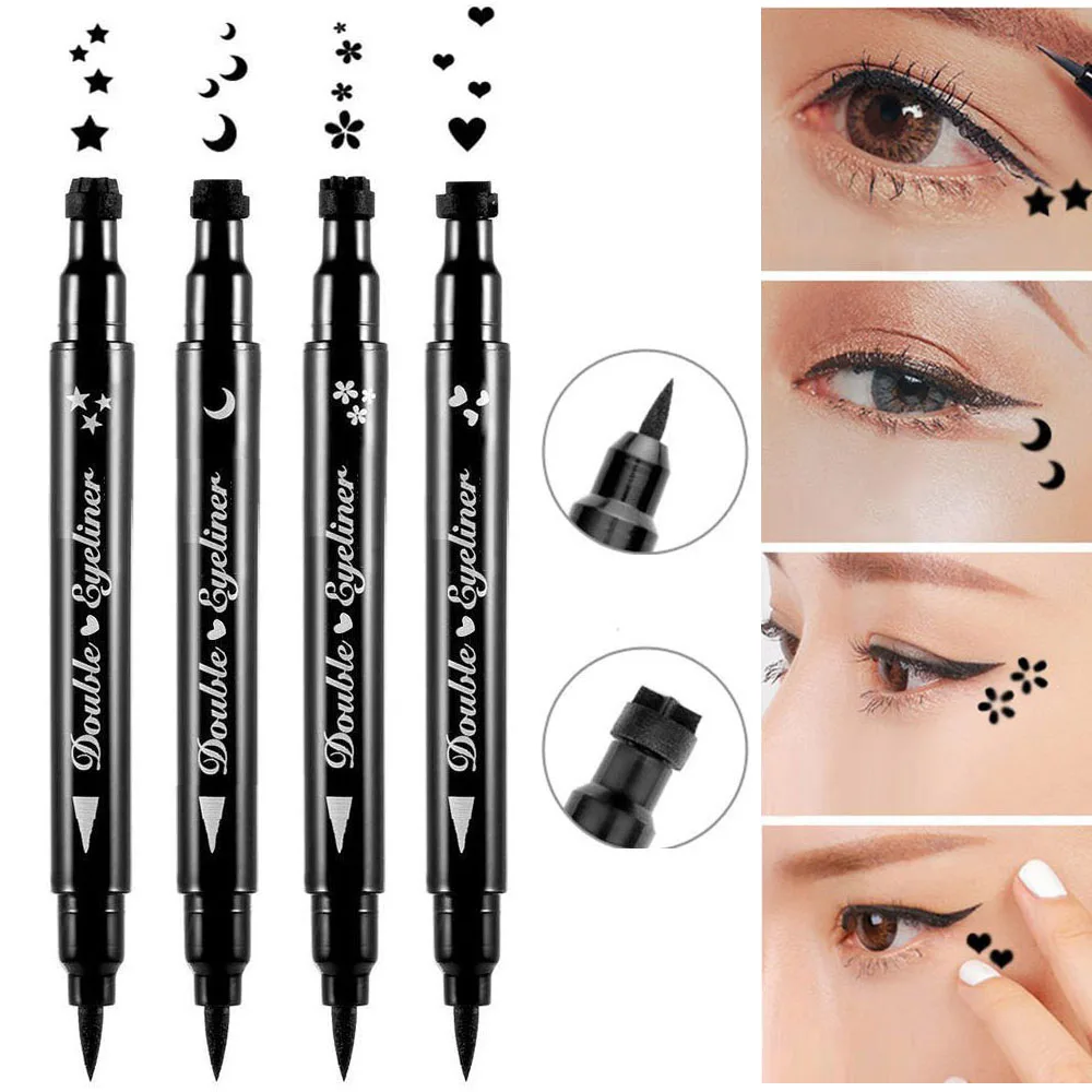 

4pcs Winged Stamp Liquid Eyeliner Pencil Eyes Makeup Waterproof Fast Dry Lasting Cosmetics Black Stamps Seal Eyeliner Pen