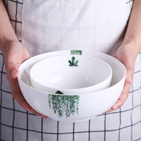 nordic simple creative round green instant noodles ceramic bowl household dinnerware plant salad soup snack dish bowl tableware