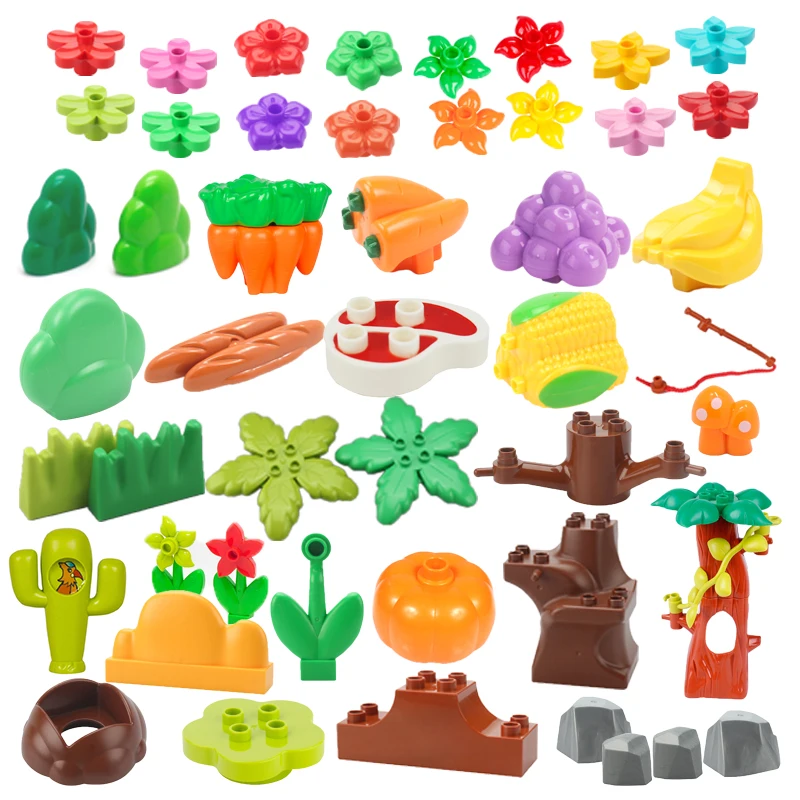 

Plant Series Big Building Blocks Flower Grass Tree Fruit Adornment Accessories Compatible Scenes Assemble Toys For Kids Bricks