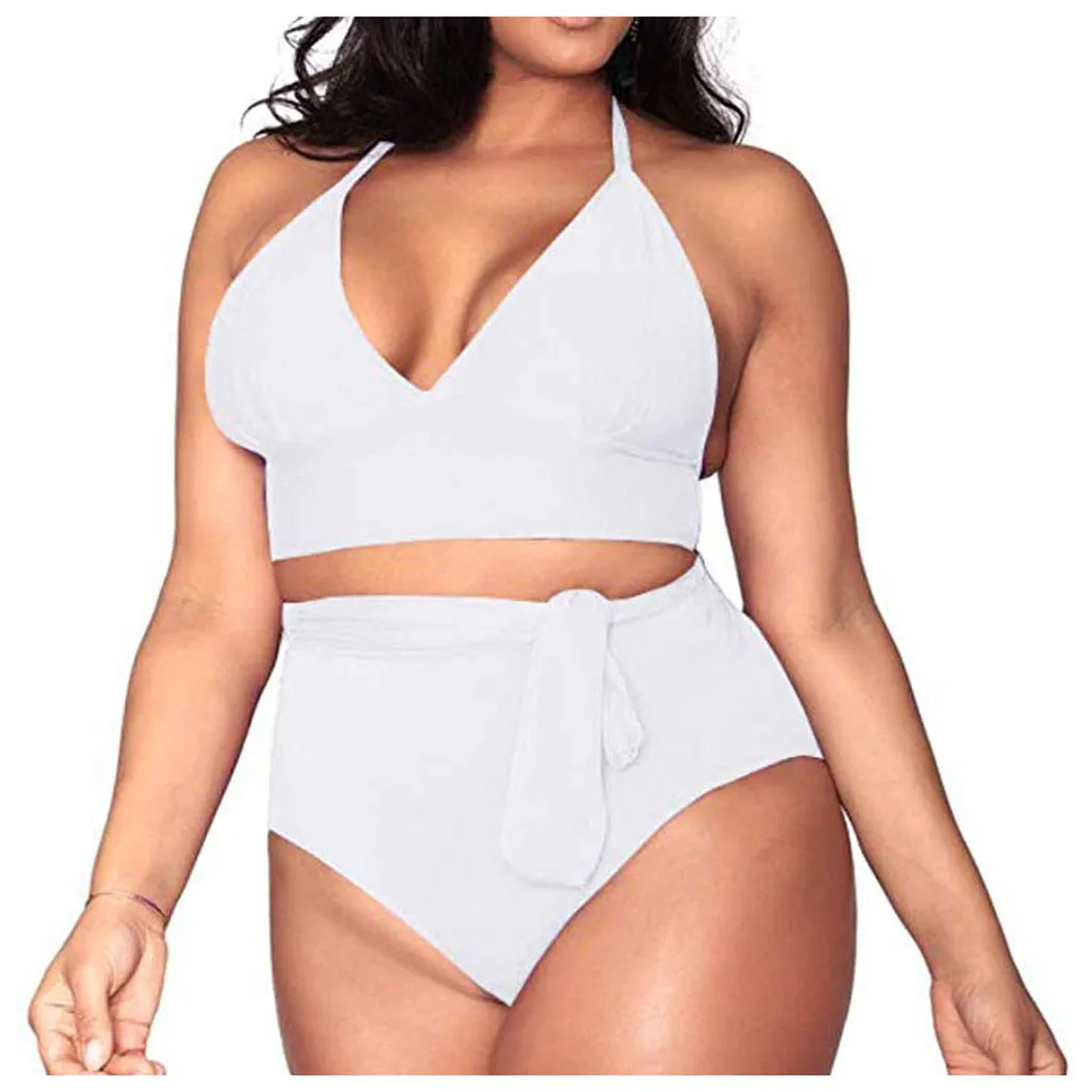 

women's swimwear 2021 Women's Plus Size High Waisted Tummy Control Swimwear Swimsuit Full Coverage bikini
