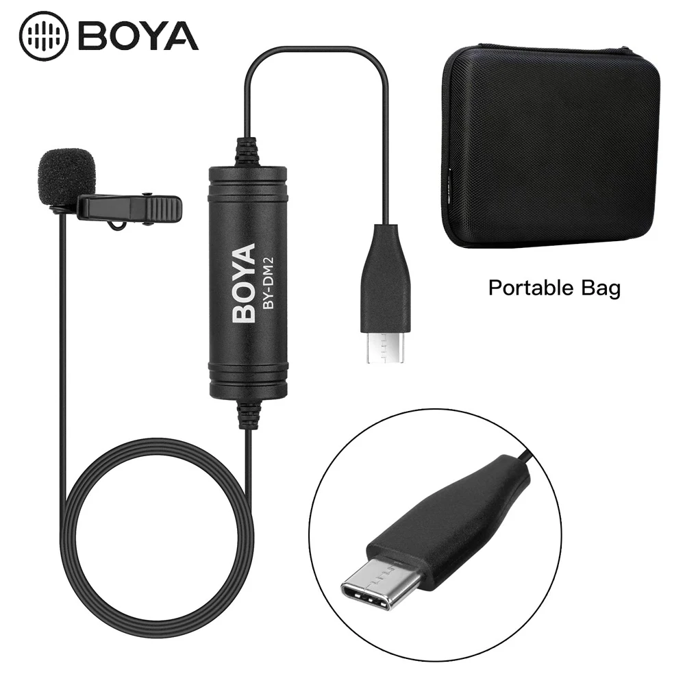 BOYA BY DM2 Lavalier конденсаторный микрофон type C порт интервью Vlogging всенаправленный для