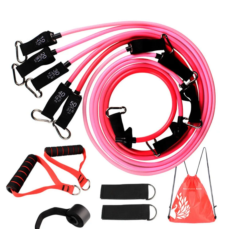 

Pink Resistance Bands Set 100LBS/150LBS for Women Home Gym Workout Muscle Building Physical Therapy Crossfit Fitness Equipment