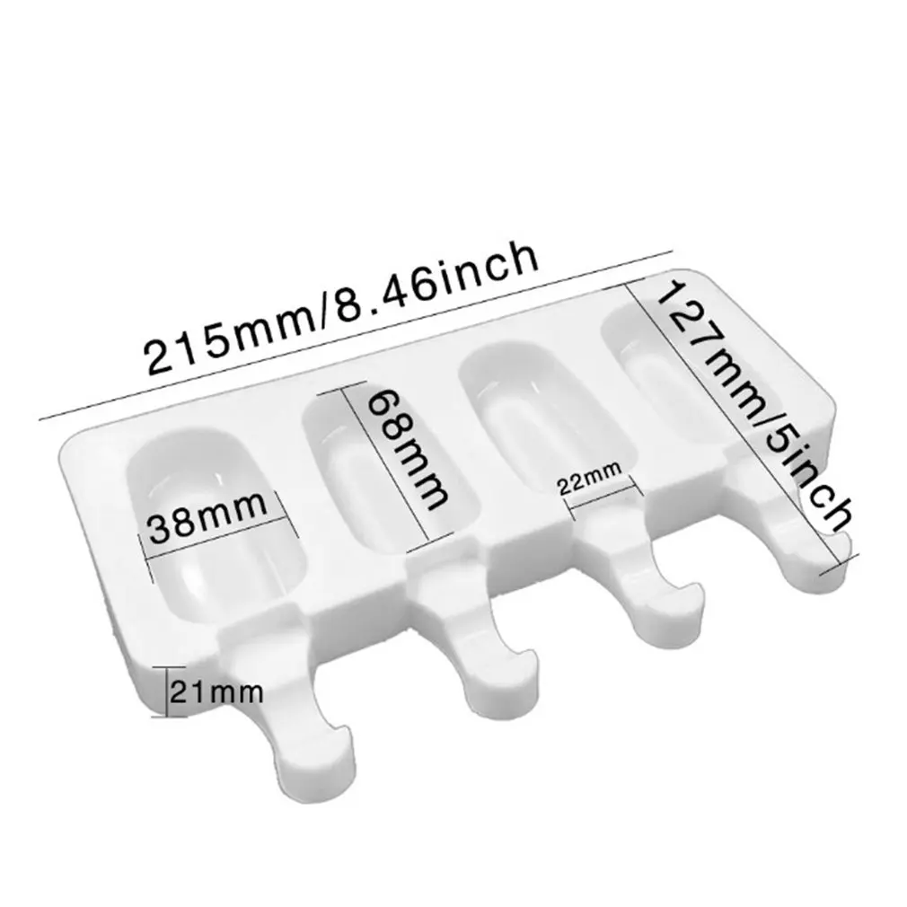 

Ice Cream Mold 4-hole Small Pudding Mold Environmentally Friendly And Non-Toxic Silicone Ice Cream Mold With 50 Sticks