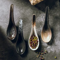 japanese soup spoon household ceramic ramen spoon rice spoon porridge spoon dessert spoon creative retro spoon