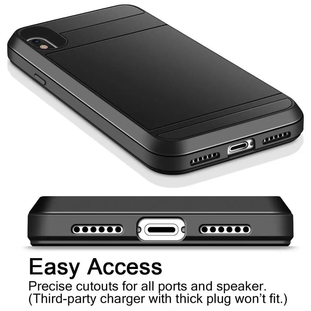 Роскошные слайдер держателем слотов для карт чехол портмоне телефона iPhone XS Max XR X 7