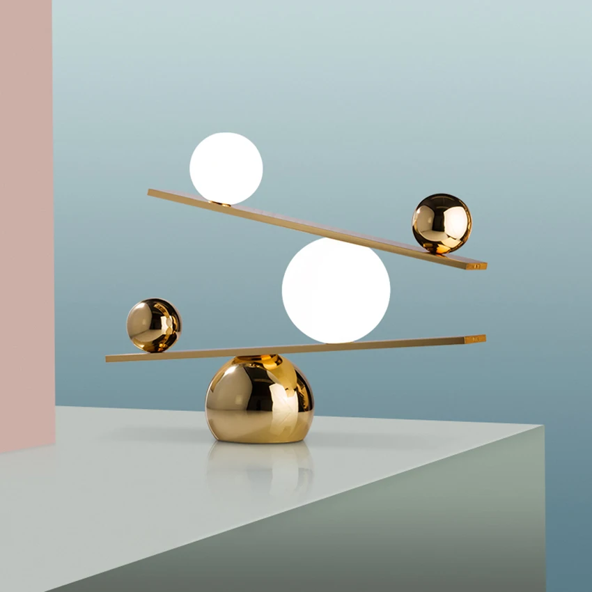 Скандинавская Настольная лампа с верхом черного золота кованые светодиодные