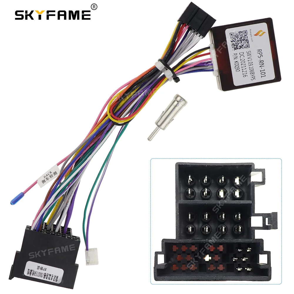 

SKYFAME Car 16pin Wiring Harness Adapter Canbus Box Decoder Radio Power Cable For Renault Logan Sandero Duster Symbol RP5-RN-101