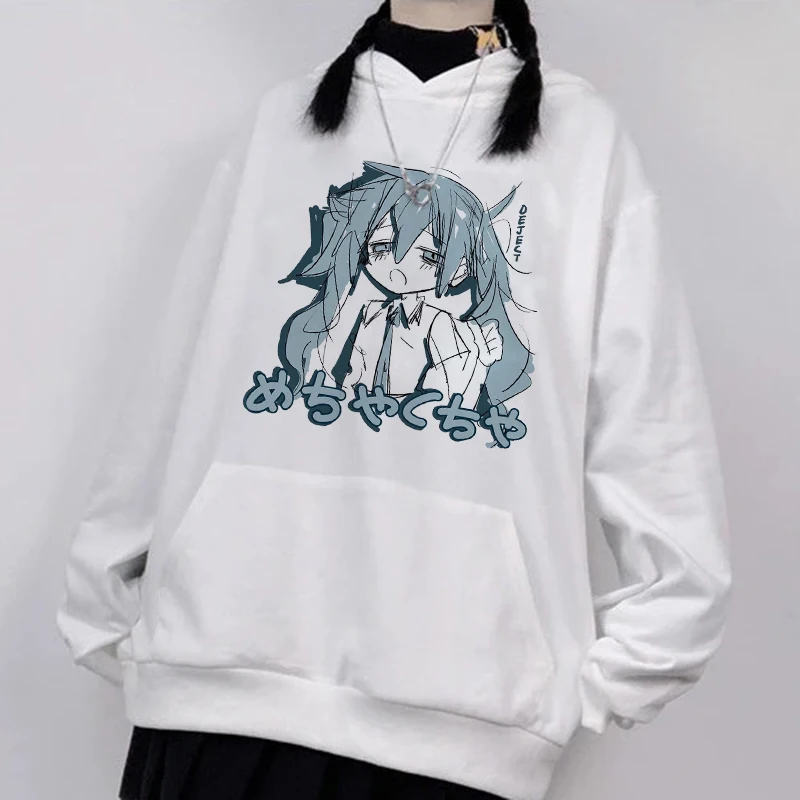 

Japanese White Vintage Sweatshirt Cute Anime Cartoon Print Y2K Gothic Aesthetic Oversize Sweatshirt Kawaii Fashion Casual Hoodie