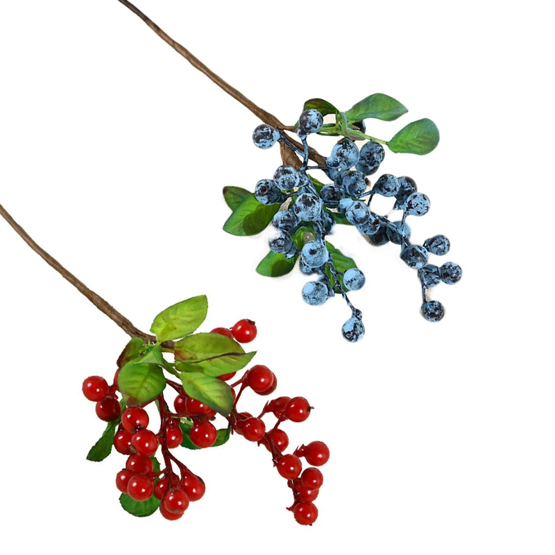 

Artificial Blueberry Single Branch 1PC Berry Stems Fake Blueberry Berry Spray Twig Wedding Party Christmas Bouquet Decoration